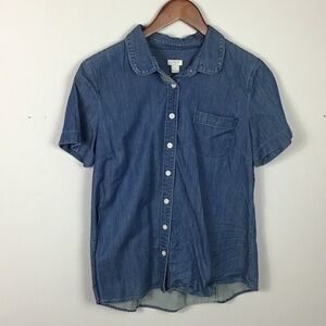 J.crew U.K. jcrew short sleeve denim button front shirt Size Large pocket
